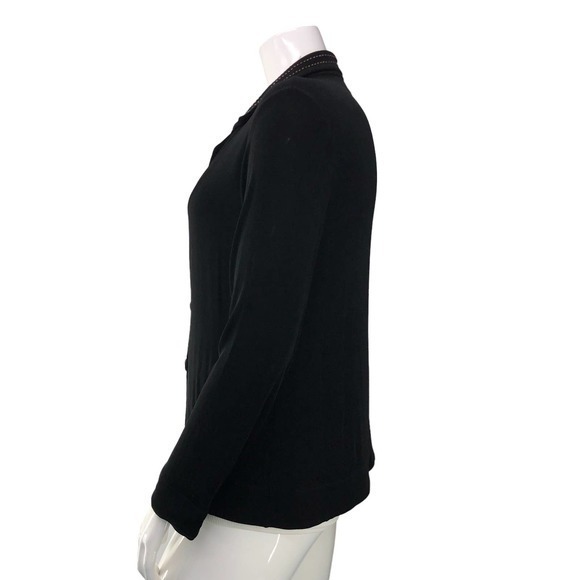 Chicos Travelers Womens Size 2 US 12 L Blazer Jacket Black Slinky Stretch Button - Picture 6 of 16